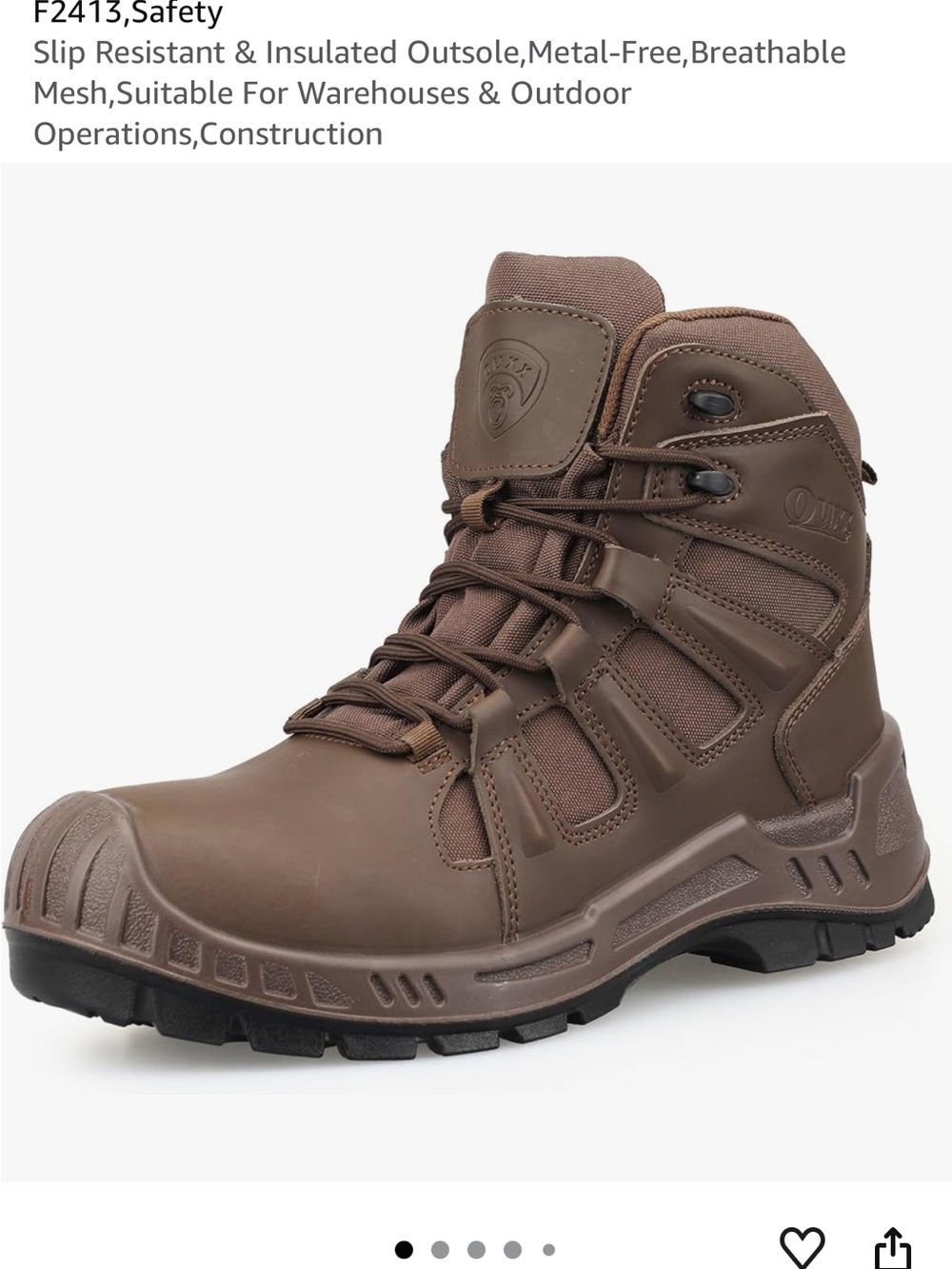 Ouxx Men's Brown Safety Work Boots - Durable Slip-Resistant Construction